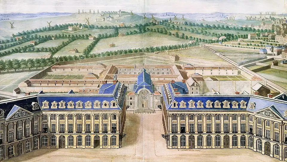 View to the north with the Couvent des Capucines in the background and Montmartre in the distance