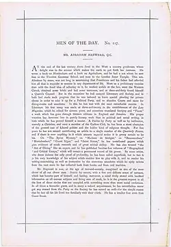 Vanity Fair Text 1875 of Abraham Hayward QC