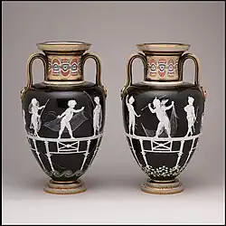 Pair of pâte-sur-pâte vases by Marc-Louis Solon, 1870