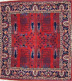 Bijar Rug with Bid Majnūn, or "weeping willow" design