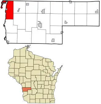 Location in Vernon County and the state of Wisconsin.