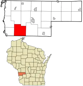 Location in Vernon County and the state of Wisconsin.