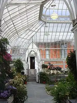Westmount Conservatory viewed from entrance from Victoria Hall showing door leading to the WPL