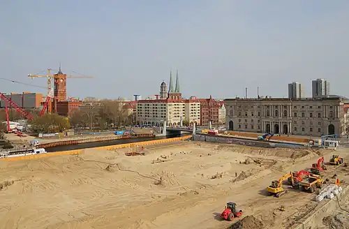 View of the reconstruction site from the Humboldt Box, 21 April 2013
