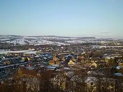 View towards the railway station from Clitheroe Castle