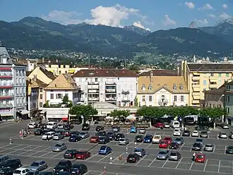 Vevey and surrounding mountains