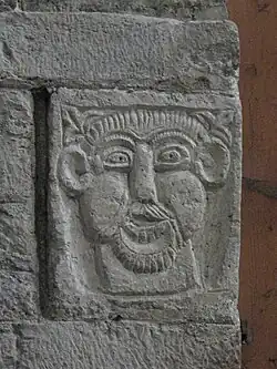 Sculpted face from Saint-Philibert de Tournus Abbey in Burgundy.
