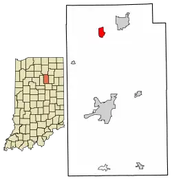 Location of Laketon in Wabash County, Indiana.
