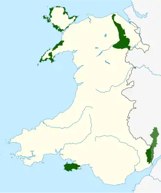 Wales AONBs map
