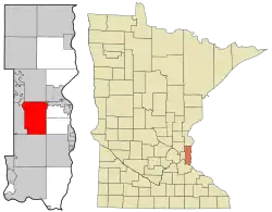 Location of the city of Lake Elmo within Washington County, Minnesota