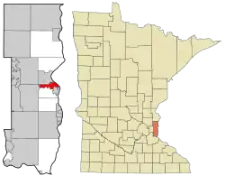 Location of the city of Oak Park Heights within Washington County, Minnesota