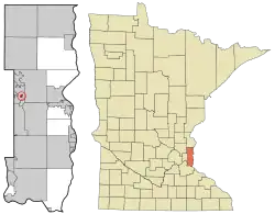 Location of the city of Willernie within Washington County, Minnesota