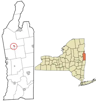 Location in Washington County and the state of New York.