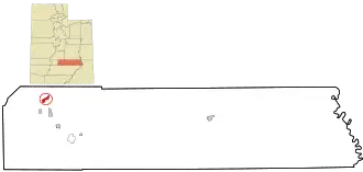Location in Wayne County and the state of Utah.