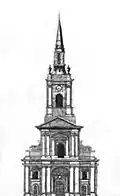 St. Werburgh's in 1808, showing the tower and steeple