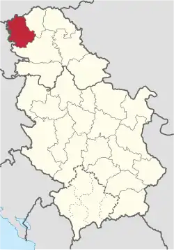 Location of district in Serbia