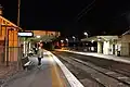 South-west bound view from Platform 1 at night, March 2018