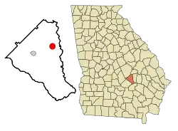 Location in Wheeler County and the state of Georgia