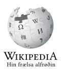 Wikipedia logo displaying the name "Wikipedia" and its slogan: "The Free Encyclopedia" below it, in Faroese
