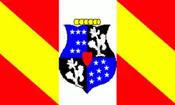 This flag proposal was the first variant submitted by William T. Riddle of Eutaw, Alabama. Riddle submitted his flag proposals to Stephen Foster Hale on February 21, 1861.