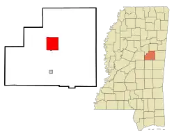 Location of Louisville, Mississippi