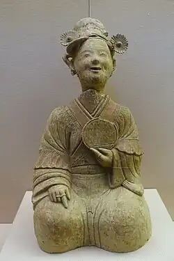 Lady with a coiffure and mirror, China, 25-220 AD.