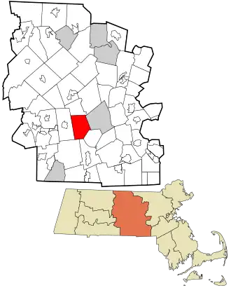 Location in Worcester County and the state of Massachusetts.