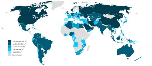 Image 94Natural gas extraction by countries in cubic meters per year around 2013 (from Natural gas)