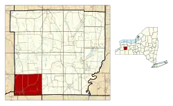 Location in Wyoming County and the state of New York.