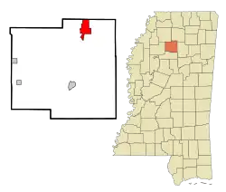 Location of Water Valley, Mississippi