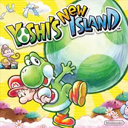 Packaging artwork, featuring cartoon depictions of a green cartoon bipedal dinosaur holding a large spotted egg while carrying a baby in a white diaper and red hat on his back. The game's title is superimposed over the egg.