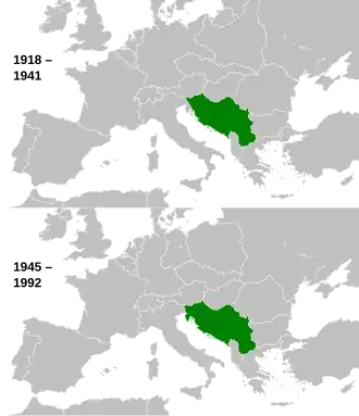 Yugoslavia during the Interwar period (top) and the Cold War (bottom)