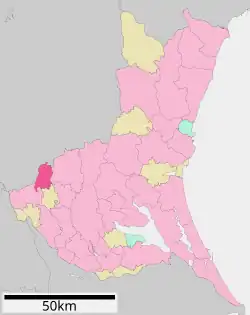 Location of Yūki in Ibaraki Prefecture