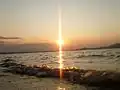 Sunset over the Zemplínska Šírava reservoir's shoreline near Zalužice during autumn (November 2007)