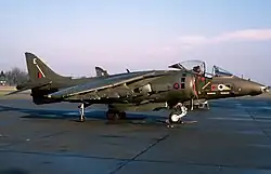 A No. 4 Squadron BAe Harrier at RAF Gütersloh in 1987.