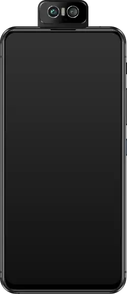 Front of ZenFone 6 in Midnight Black with camera flipped open