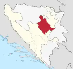 Location of Zenica-Doboj Canton
