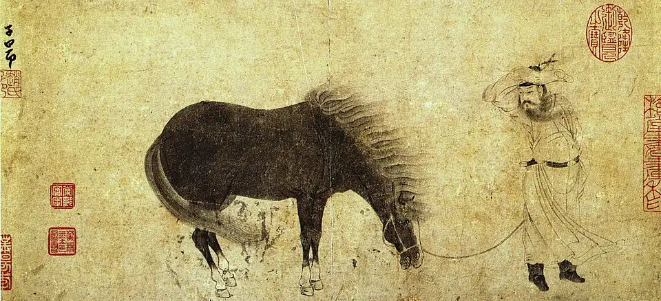 A Man and His Horse in the Wind