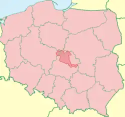 Łęczyca Land on the map of Poland