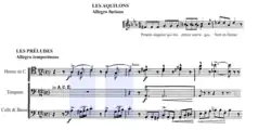 Example 6: First vocal line "Les Aquilons" and "storm music" in "Les Préludes"