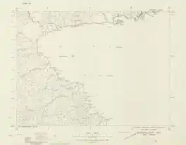 Black and white map focused on the western part of the bay